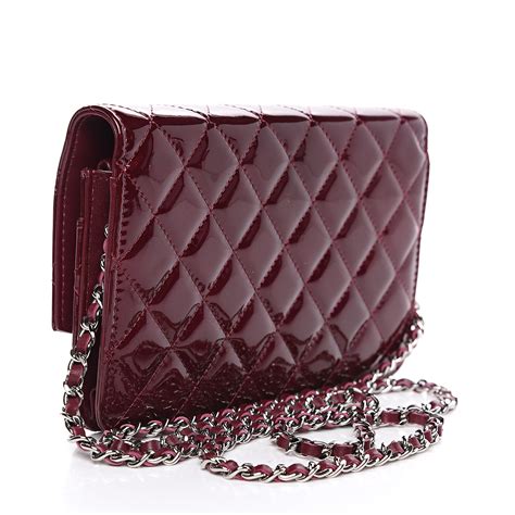 Chanel Patent Quilted Wallet On Chain 